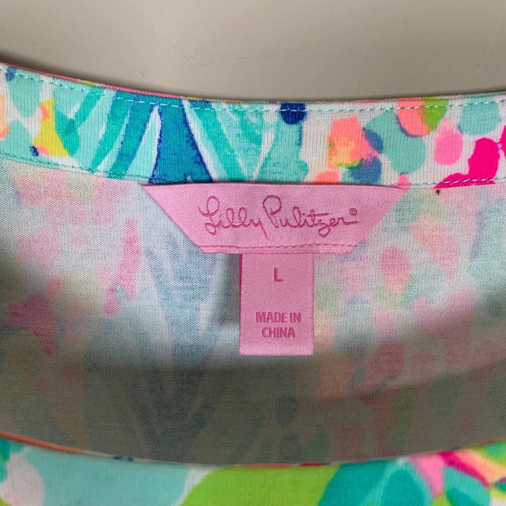 Lilly Pulitzer Lula Dress "Catch the Wave" Print Size Large Preppy Colorful - Picture 5 of 11
